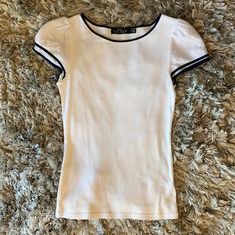 Ralph Lauren Cotton-blend Puff-Sleeve Top